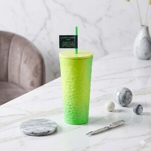 Rare Color Change Glass Starbucks  Summer 2025  Lime Green to Yellow 18 OZ